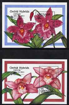 Grenada - Grenadines 1990 'Expo 90' International Garden & Greenery Exhibition set of two m/sheets showing orchid hybrids, unmounted mint, SG MS 1223, stamps on flowers, stamps on orchids, stamps on exhibitions