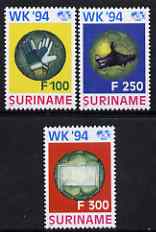 Surinam 1994 World football Championships USA set of 3 unmounted mint, SG 1590-92, stamps on sport, stamps on football