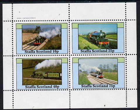 Staffa 1982 Steam Locos #12 perf  set of 4 values (10p to 75p) unmounted mint, stamps on railways