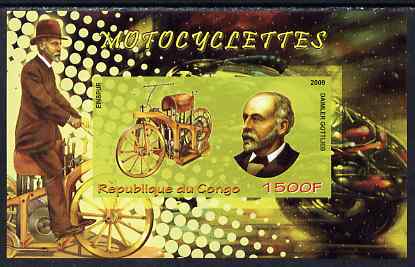 Congo 2009 Motorcycles & Gottlieb Daimler imperf m/sheet unmounted mint, stamps on personalities, stamps on inventors, stamps on motorbikes, stamps on daimler