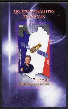 Congo 2009 French Astronauts imperf m/sheet unmounted mint, stamps on space, stamps on flags, stamps on maps