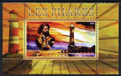 Congo 2009 Marco Polo & Lighthouses perf m/sheet unmounted mint, stamps on personalities, stamps on explorers, stamps on lighthouses