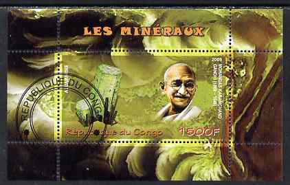 Congo 2009 Mahatma Gandhi & Minerals perf m/sheet fine cto used, stamps on personalities, stamps on gandhi, stamps on constitutions, stamps on minerals