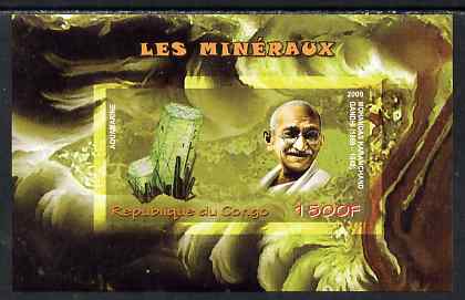Congo 2009 Mahatma Gandhi & Minerals imperf m/sheet unmounted mint, stamps on personalities, stamps on gandhi, stamps on constitutions, stamps on minerals