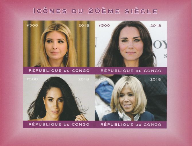 Congo 2018 Female Icons of 20th Century #1 imperf sheetlet containing 4 values unmounted mint. Note this item is privately produced and is offered purely on its thematic ..., stamps on films, stamps on cunema, stamps on  tv , stamps on women, stamps on movies