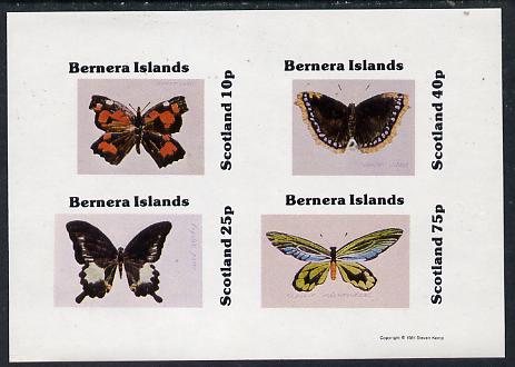 Bernera 1981 Butterflies imperf  set of 4 values (10p to 75p) unmounted mint, stamps on butterflies