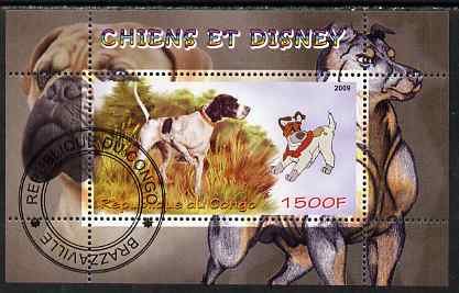 Congo 2009 Disney Dogs #2 perf m/sheet fine cto used, stamps on disney, stamps on cartoons, stamps on films, stamps on cinema, stamps on movies, stamps on dogs