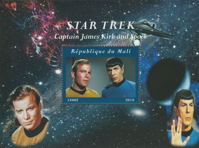 Mali 2018 Star Trek perf souvenir sheet unmounted mint. Note this item is privately produced and is offered purely on its thematic appeal. , stamps on films, stamps on movies, stamps on cinema, stamps on sci-fi, stamps on star trek