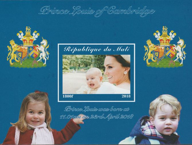 Mali 2018 Royal Birth - Prince Louis imperf souvenir sheet unmounted mint. Note this item is privately produced and is offered purely on its thematic appeal. , stamps on royalty, stamps on louis