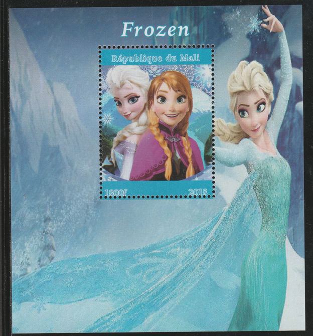 Mali 2018 Frozen (Animated Movie) perf souvenir sheet unmounted mint. Note this item is privately produced and is offered purely on its thematic appeal. , stamps on films, stamps on movies, stamps on cartoons