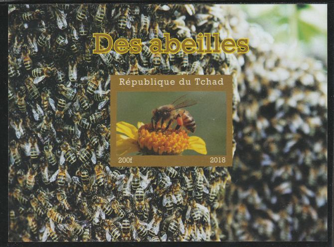 Chad 2018 Bees imperf souvenir sheet unmounted mint. Note this item is privately produced and is offered purely on its thematic appeal. , stamps on insects, stamps on bees