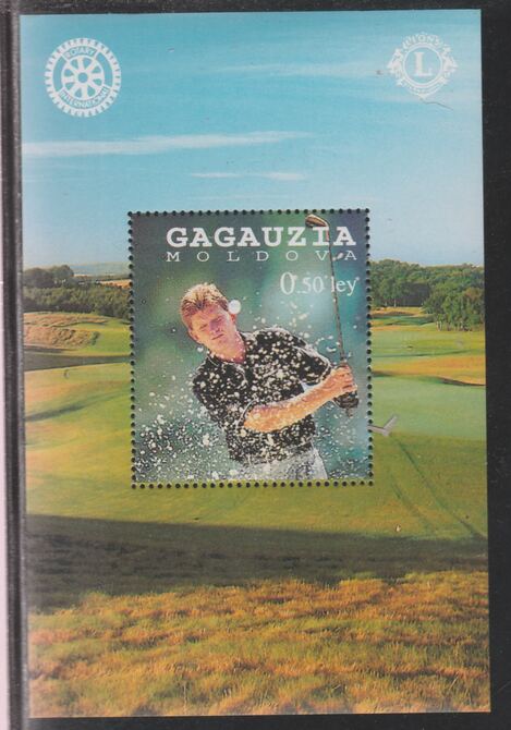 Gagausia Republic 1997 Golf (with Rotary & Lions Logos) perf souvenir sheet unmounted mint.. Note this item is privately produced and is offered purely on its thematic appeal, stamps on golf, stamps on rotary, stamps on lions int