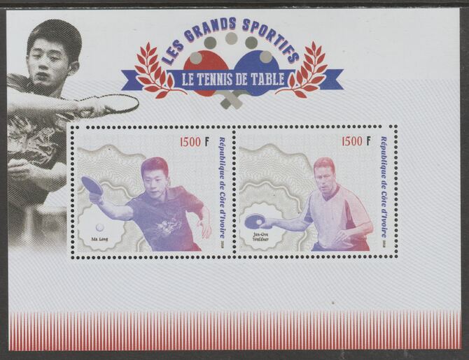 Ivory Coast 2018 Table Tennis perf sheet containing two values unmounted mint, stamps on sport, stamps on table tennis