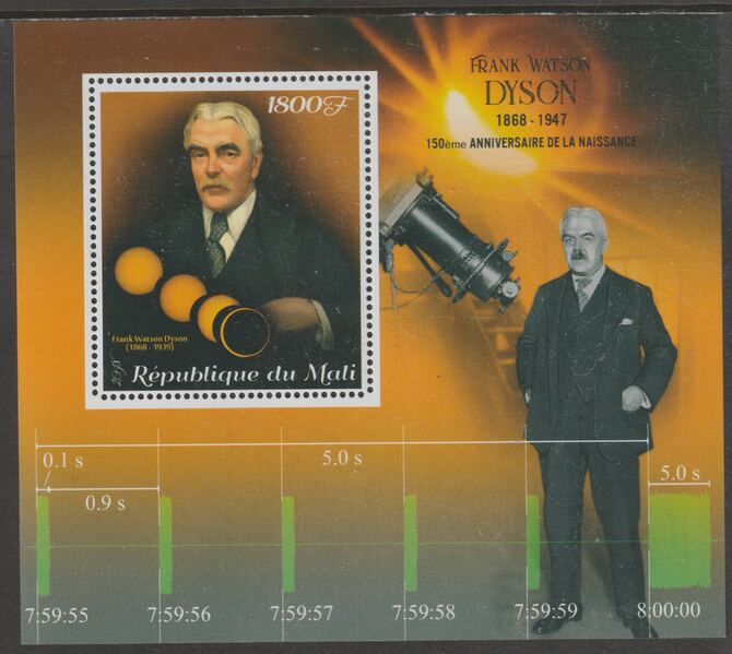 Mali 2018 Frank Watson Dyson - 150th Birth Anniversary perf m/sheet containing one value unmounted mint, stamps on , stamps on  stamps on personalities, stamps on  stamps on astronomy, stamps on  stamps on telescopes