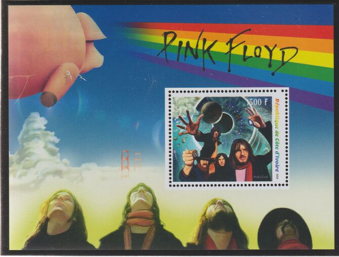 Ivory Coast 2018 Pink Floyd perf m/sheet #1 containing one value unmounted mint, stamps on , stamps on  stamps on personalities, stamps on  stamps on music, stamps on  stamps on pops, stamps on  stamps on rock