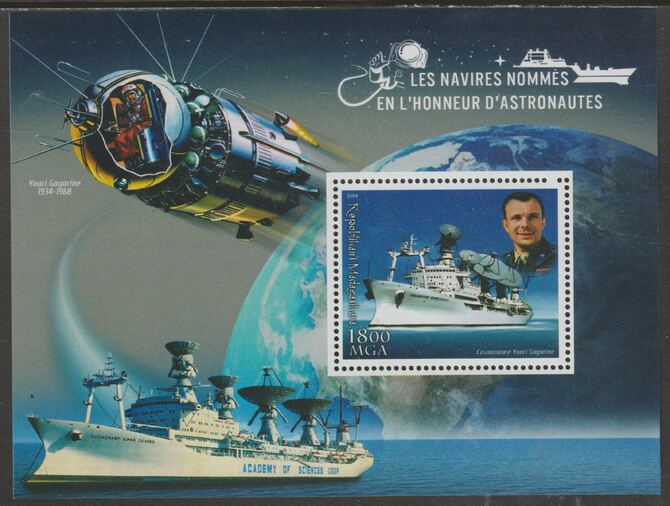 Madagascar 2018 Ships Named after Astronauts #3 perf m/sheet containing one value unmounted mint, stamps on personalities, stamps on space, stamps on ships, stamps on astronauts, stamps on  oil , stamps on 