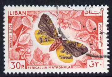 Lebanon 1965 Large Tiger Moth 30p fine commercial used SG873, stamps on butterflies