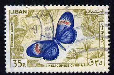 Lebanon 1965 Small Postman Butterfly 35p fine commercial used SG874, stamps on butterflies