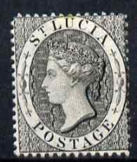 St Lucia 1864-76 QV (1d) black Crown CC P14 mounted mint SG15, stamps on , stamps on  qv , stamps on 