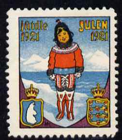 Cinderella - Denmark 1921 Christmas seal unused without gum, stamps on christmas, stamps on 