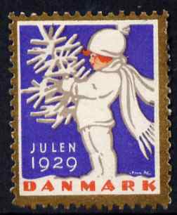 Cinderella - Denmark 1929 Christmas seal unused without gum, stamps on christmas, stamps on 