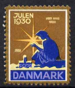 Cinderella - Denmark 1930 Christmas seal unused without gum, stamps on christmas, stamps on bethlehem