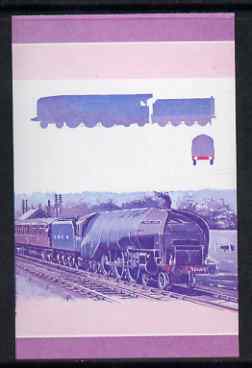 St Vincent - Bequia 1984 Locomotives #1 (Leaders of the World) $1.50 (Experimental Loco) imperf se-tenant progressive proof pair in magenta & blue only unmounted mint, stamps on railways