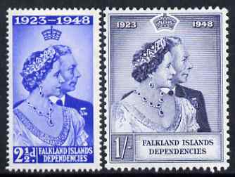 Falkland Islands Dependencies 1948 KG6 Royal Silver Wedding set of 2 mounted mint SG G19-20, stamps on royalty, stamps on silver wedding, stamps on  kg6 , stamps on 