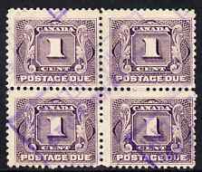 Canada 1906-28 Postage Due 1c block of 4 commercially used, SG D1, stamps on 