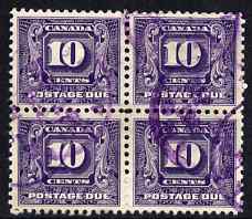 Canada 1930-32 Postage Due 10c block of 4, commercially used, SG D13, stamps on 