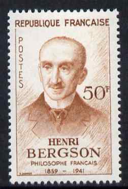 France 1959 Birth Centenary of Bergson (philosopher) 50f unmounted mint, SG 1445, stamps on personalities, stamps on education