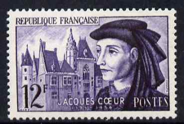 France 1955 Jacques Coeur (merchant prince) 12f unmounted mint, SG 1260, stamps on personalities, stamps on royalty