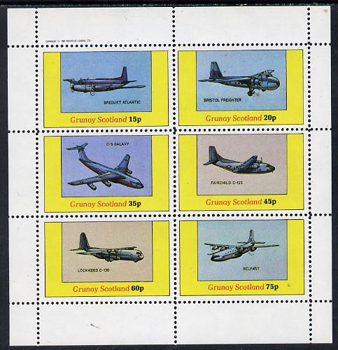 Grunay 1982 Aircraft #1 (Breguet Atlantic, Belfast, C-5 Galaxy etc) perf set of 6 values (15p to 75p) unmounted mint, stamps on aviation