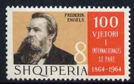 Albania 1964 Frederick Engels 8L unmounted mint, SG 856, stamps on personalities, stamps on philosophy, stamps on education