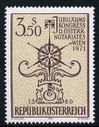 Austria 1971 Notarial Statute Congress 3s50 unmounted mint, SG 1612, stamps on seals, stamps on legal, stamps on judiciary