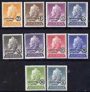 Christmas Island 1958 QEII definitive set complet 10 values 2c to $1 mounted mint, SG 1-10, stamps on royalty