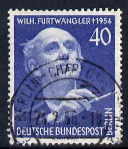 Germany - West Berlin 1955 First Death Anniversary of  Furtwangler (conductor) fine used SG B125, stamps on music