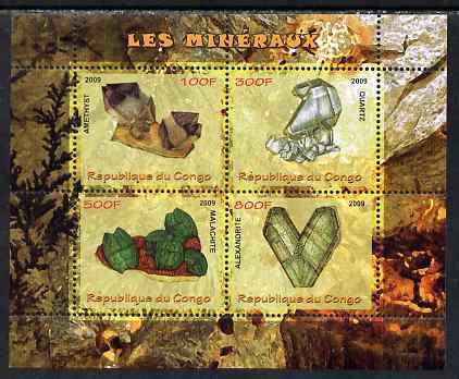 Congo 2009 Minerals perf sheetlet containing 4 values unmounted mint, stamps on minerals