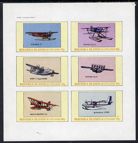 Bernera 1982 Seaplanes (Fairchild 71, Short Empire, Dornier DO-X etc) imperf set of 6 values (15p to 75p) unmounted mint, stamps on aviation    seaplane