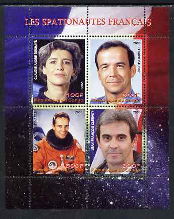 Congo 2009 French Astronauts #1 perf sheetlet containing 4 values unmounted mint, stamps on , stamps on  stamps on personalities, stamps on  stamps on space