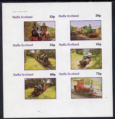 Staffa 1982 Narrow Gauge Steam Locos imperf  set of 4 values (15p to 75p) unmounted mint, stamps on railways