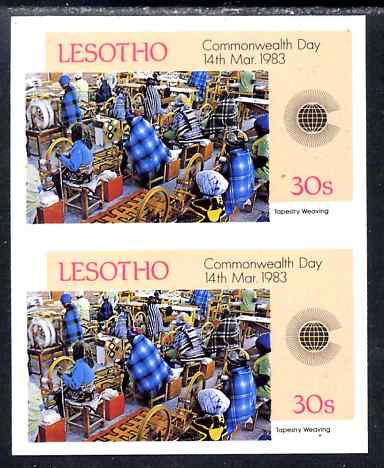 Lesotho 1983 Tapestry Weaving 30s (from Commonwealth Day set) imperf pair unmounted mint as SG537, stamps on tapestry, stamps on weaving, stamps on textiles