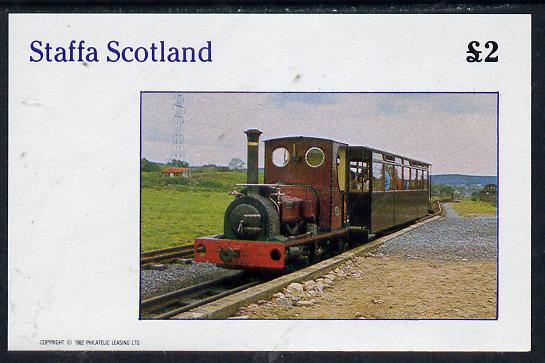 Staffa 1982 Narrow Gauge Steam Locos imperf deluxe sheet (Â£2 value) unmounted mint, stamps on railways