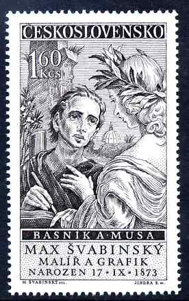 Czechoslovakia 1958 85th Birthday of Dr Max Svabinsky (artist) unmounted mint SG 1049, stamps on personalities, stamps on arts