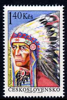 Czechoslovakia 1966 Dakota Indian Chief 1k40 unmounted mint SG 1590, stamps on cultures, stamps on indians, stamps on americana, stamps on wild west