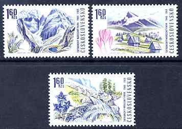 Czechoslovakia 1969 Tatra National Park the three 1k60 values (with Flowers) unmounted mint, SG 1846-48, stamps on national parks, stamps on mountains, stamps on flowers