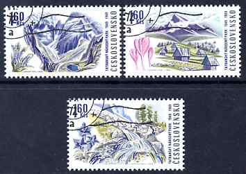 Czechoslovakia 1969 Tatra National Park the three 1k60 values (with Flowers) fine used, SG 1846-48, stamps on national parks, stamps on mountains, stamps on flowers