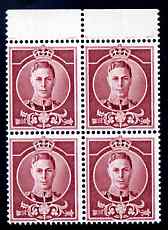 Great Britain 1937 KG6 Waterlow full-face undenominated essay in claret, perf block of 4 unmounted mint, stamps on , stamps on  kg6 , stamps on 