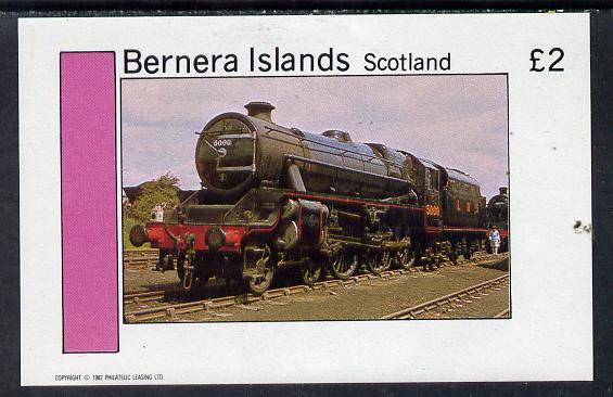 Bernera 1982 Steam Locos #04 imperf deluxe sheet (Â£2 value) unmounted mint, stamps on railways