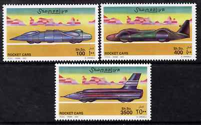 Somalia 2001 Rocket Cars perf set of 3 unmounted mint. Note this item is privately produced and is offered purely on its thematic appeal Michel 860-62, stamps on cars